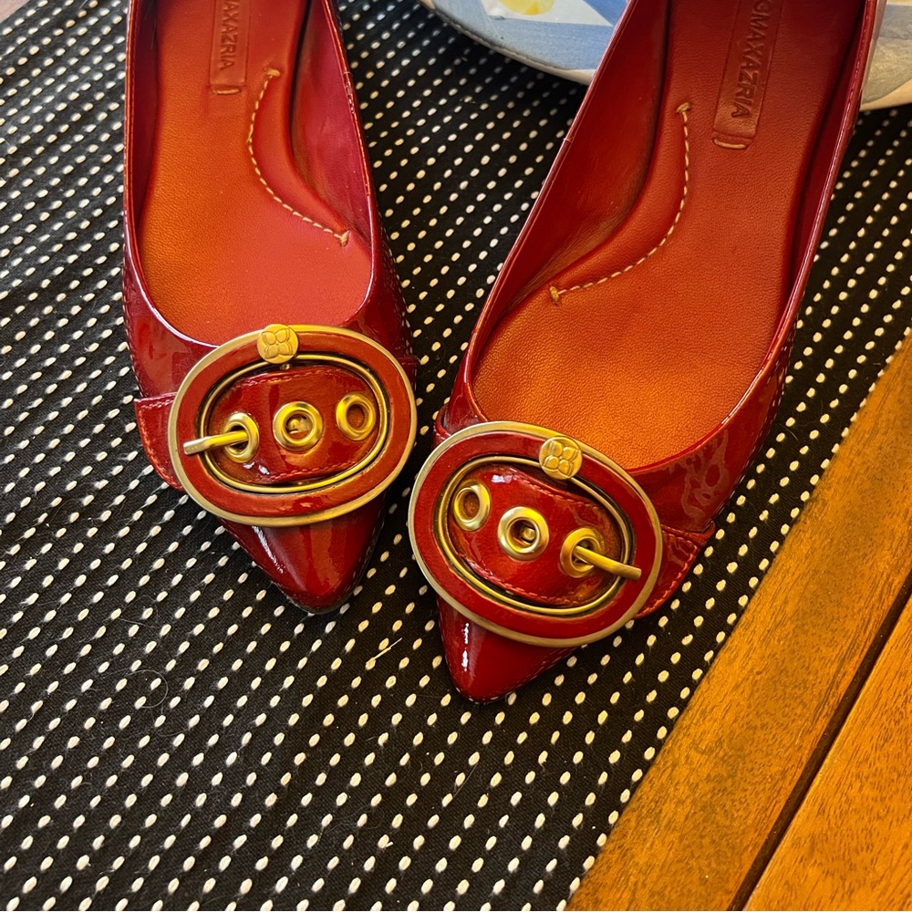 BCBG patent leather red flats